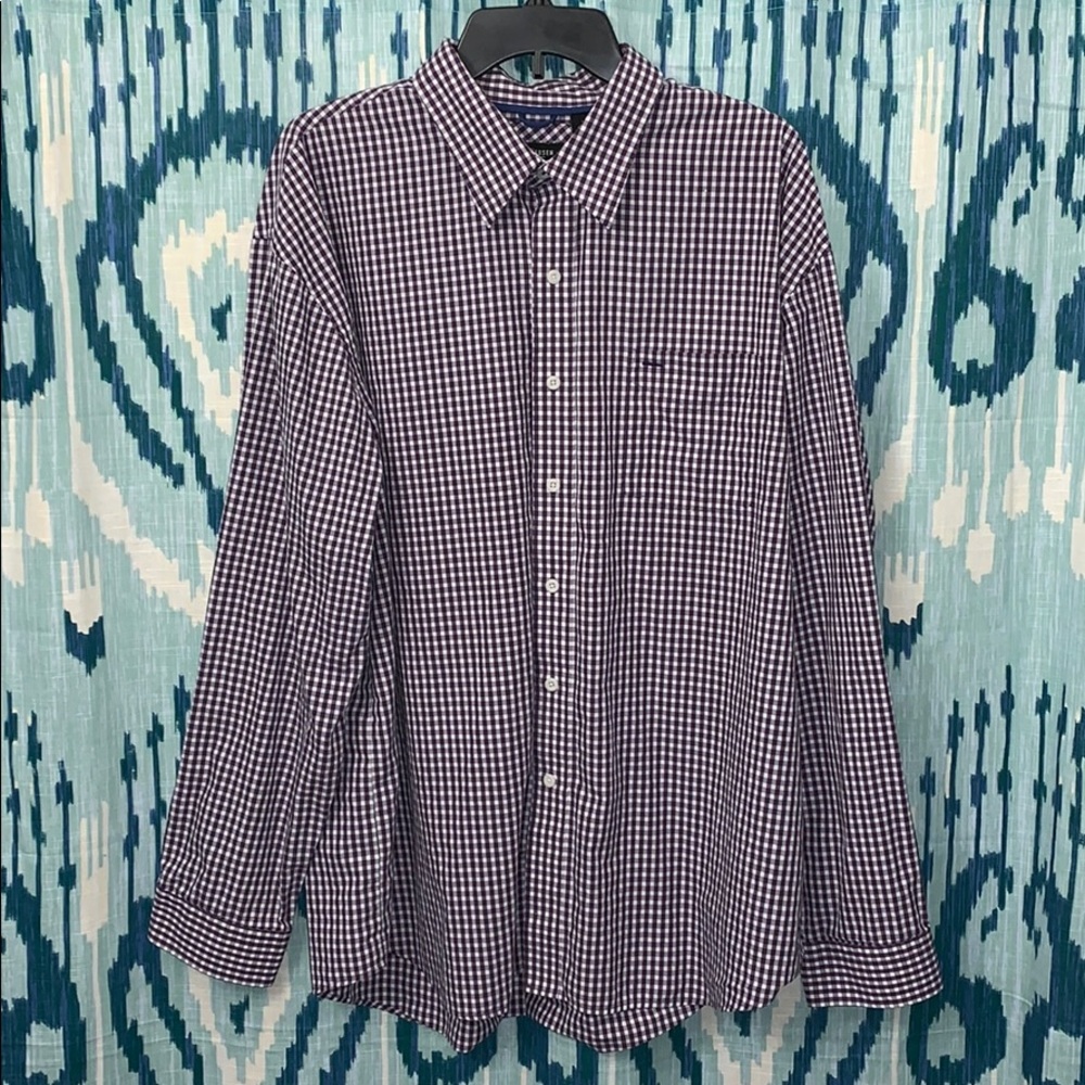 VanHeusen Purple Gingham Dress Shirt XXL
